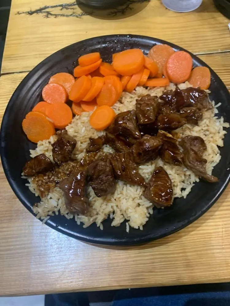 Beef Tips Rice and Carrots